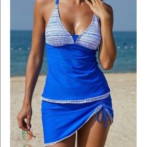 Tankini, blue and white - size S - like new!